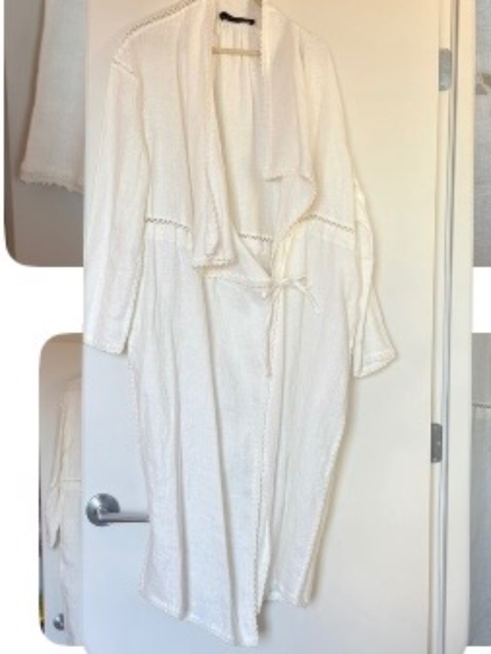 Zara cream linen wrap coat M